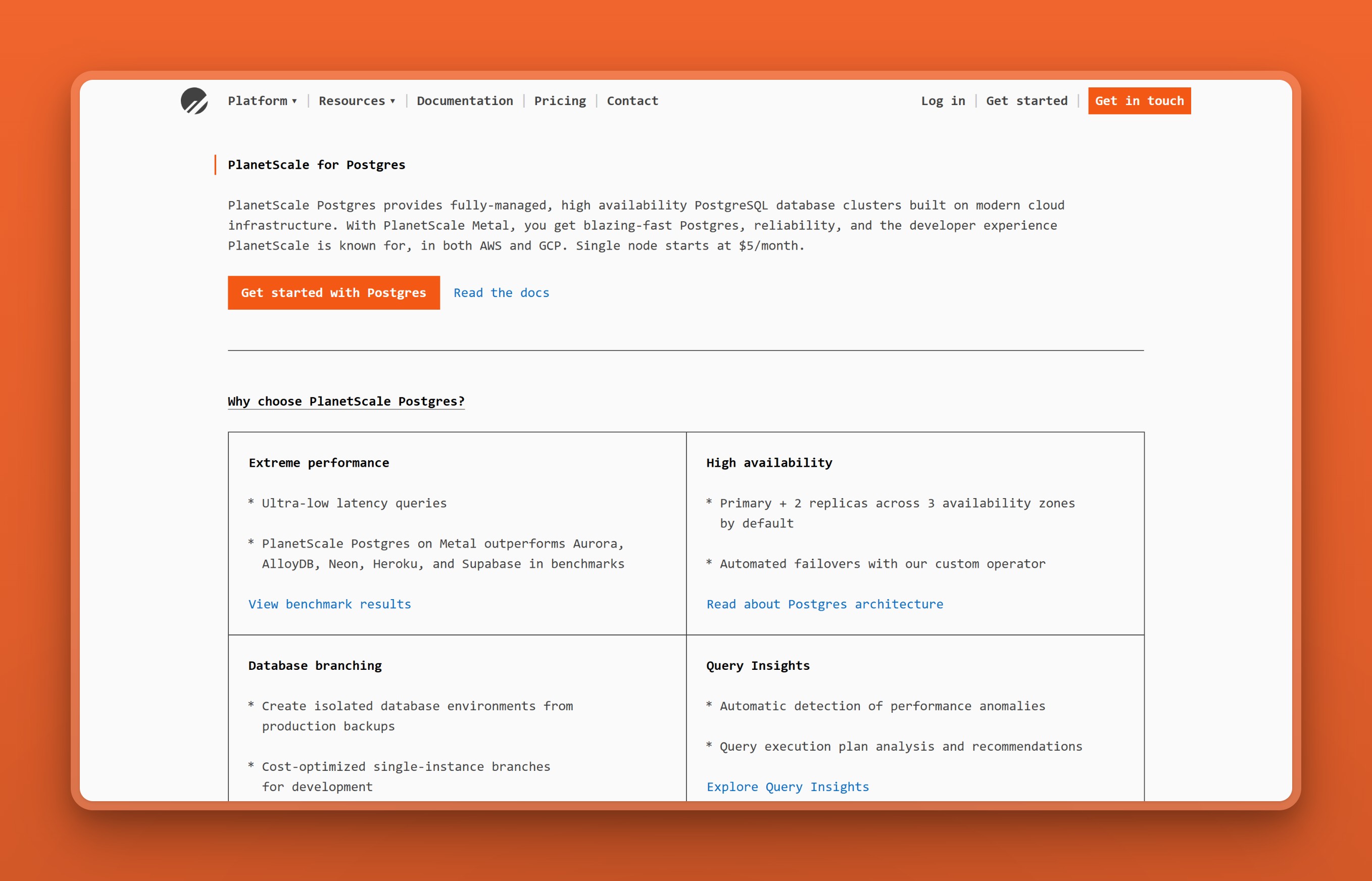 PlanetScale product page