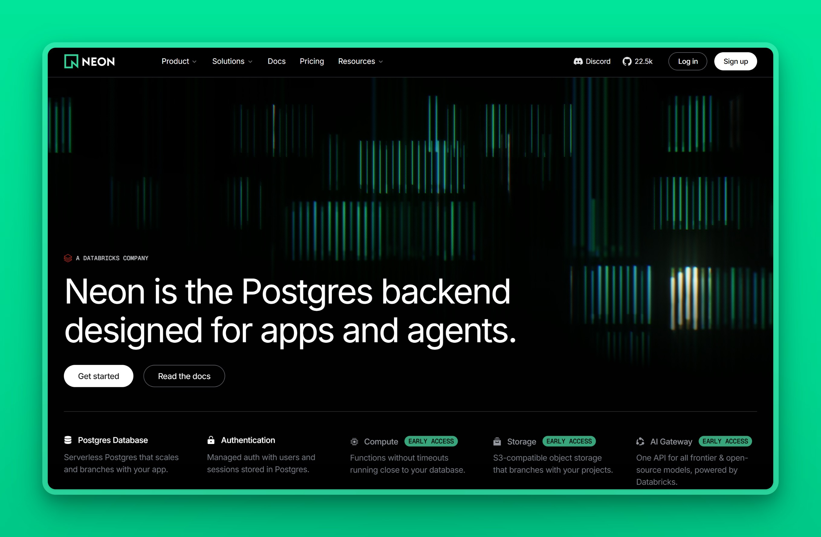Neon homepage