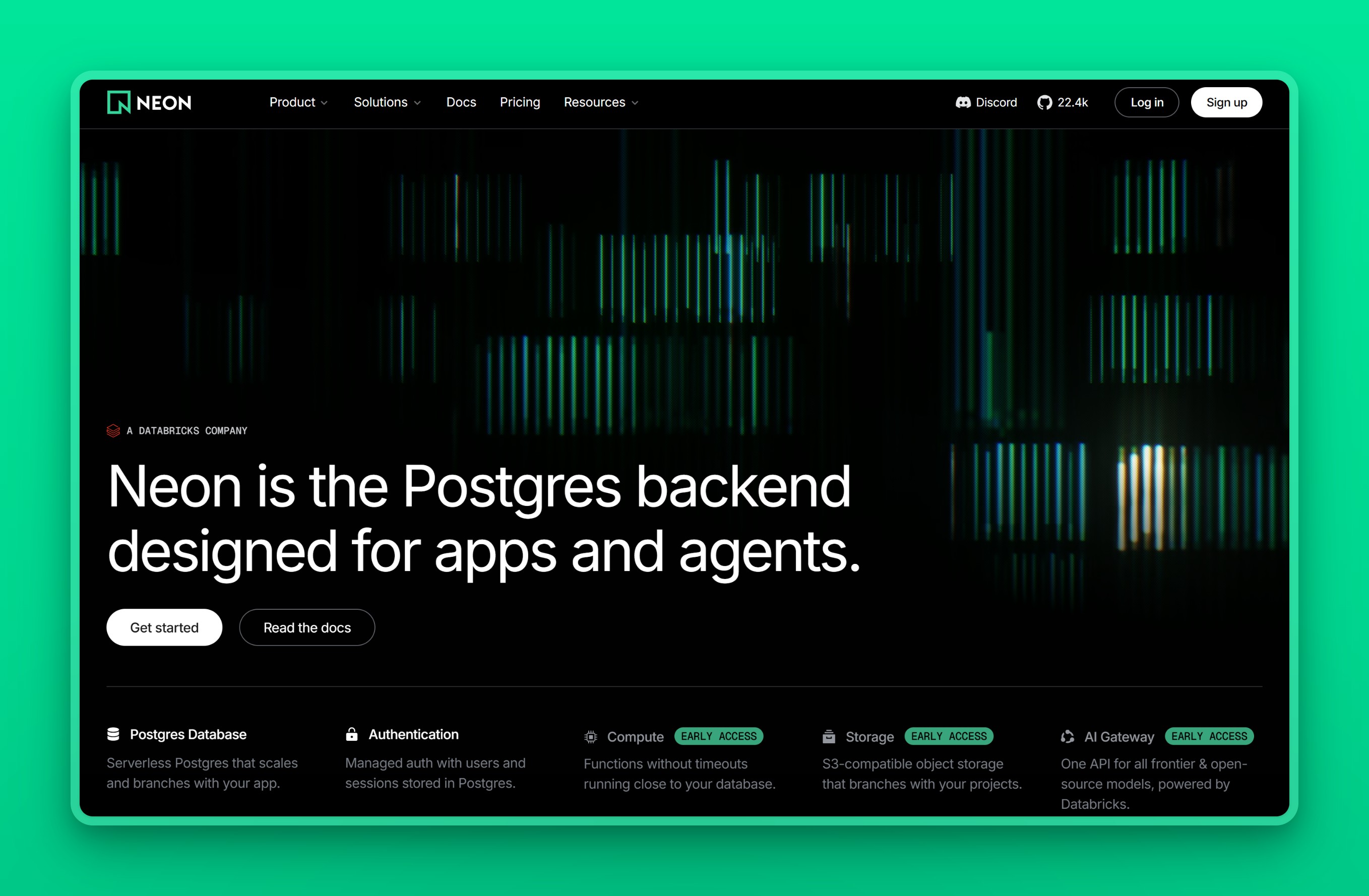 Neon homepage