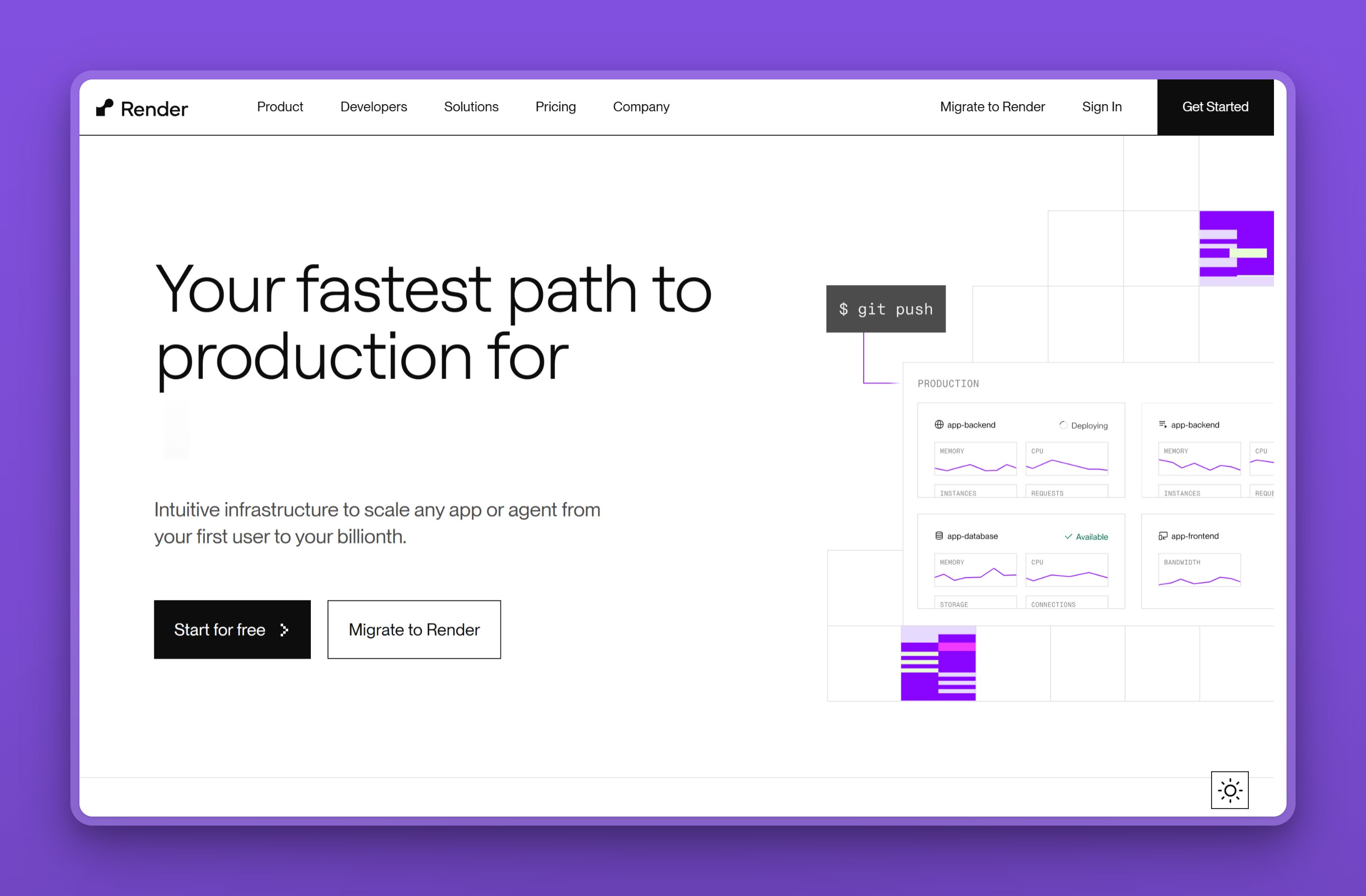 Render homepage