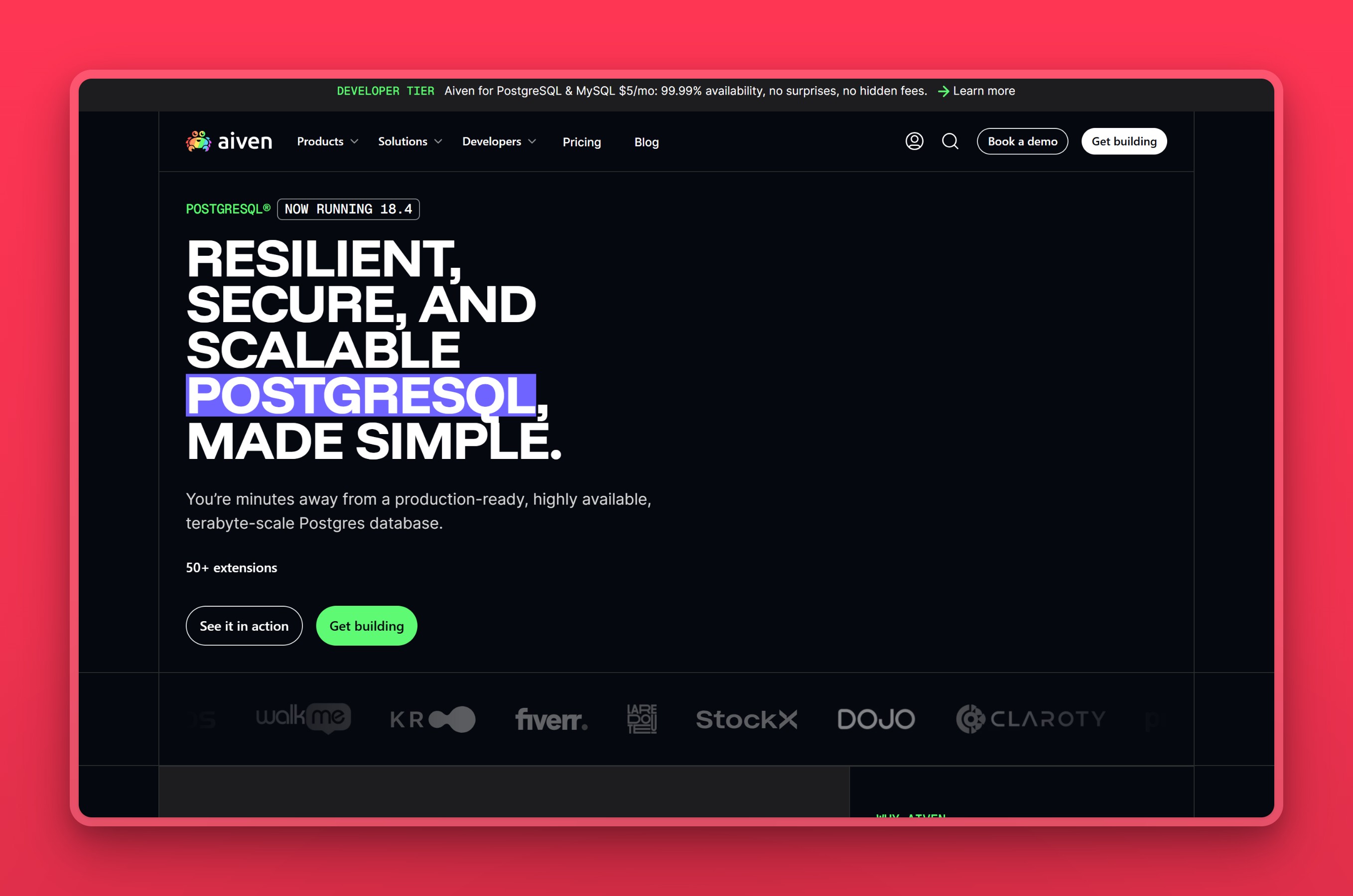 Aiven for PostgreSQL product page