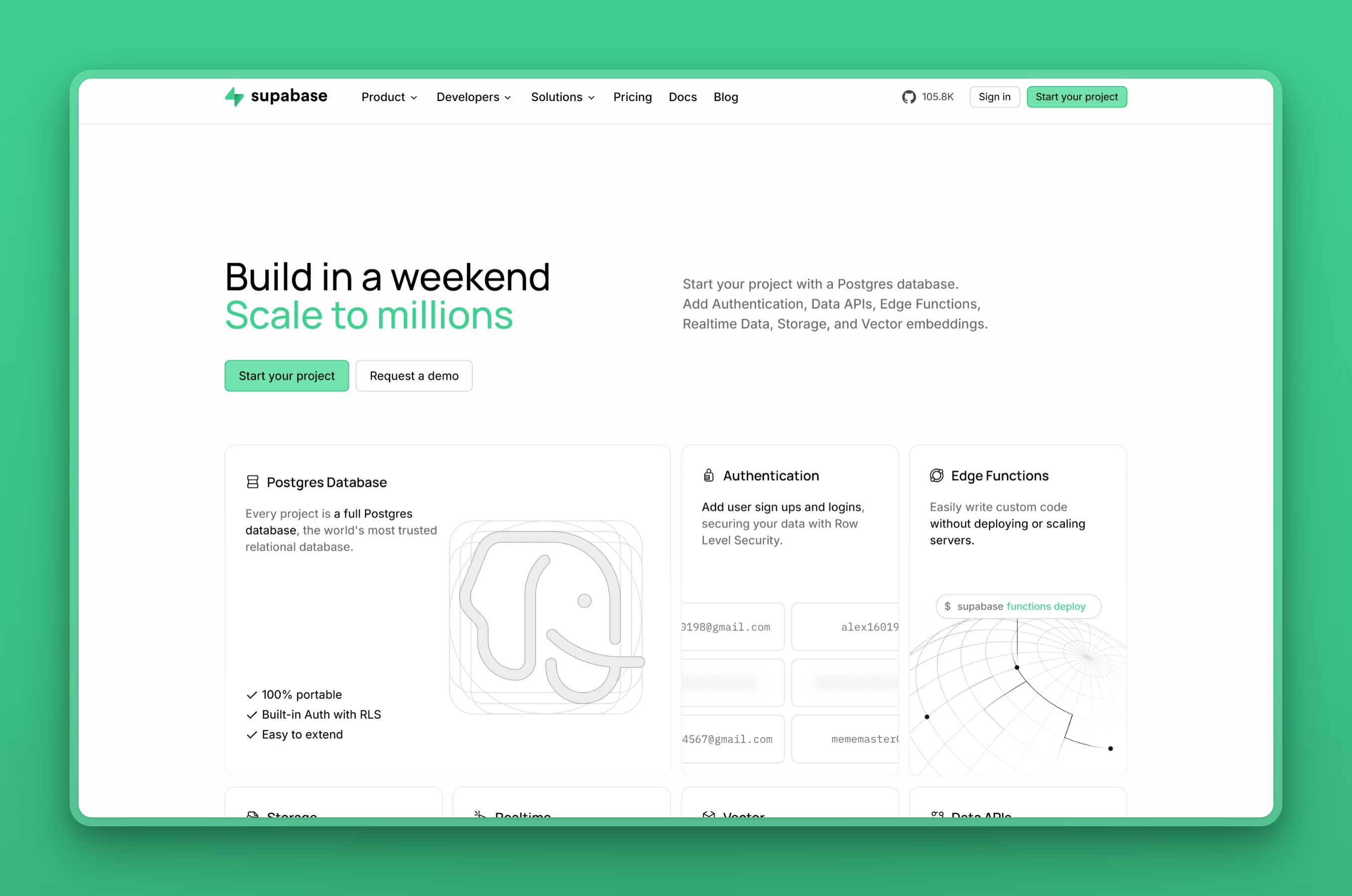 Supabase homepage