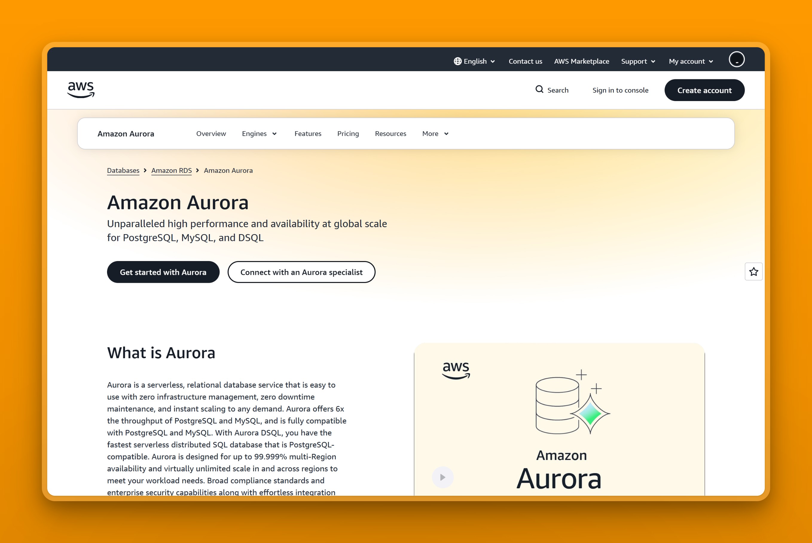 Amazon Aurora product page