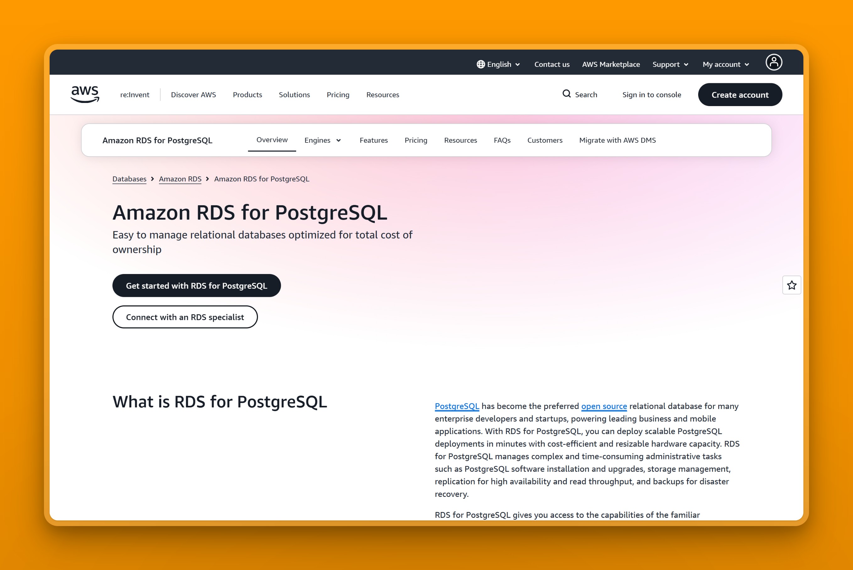 Amazon RDS for PostgreSQL product page