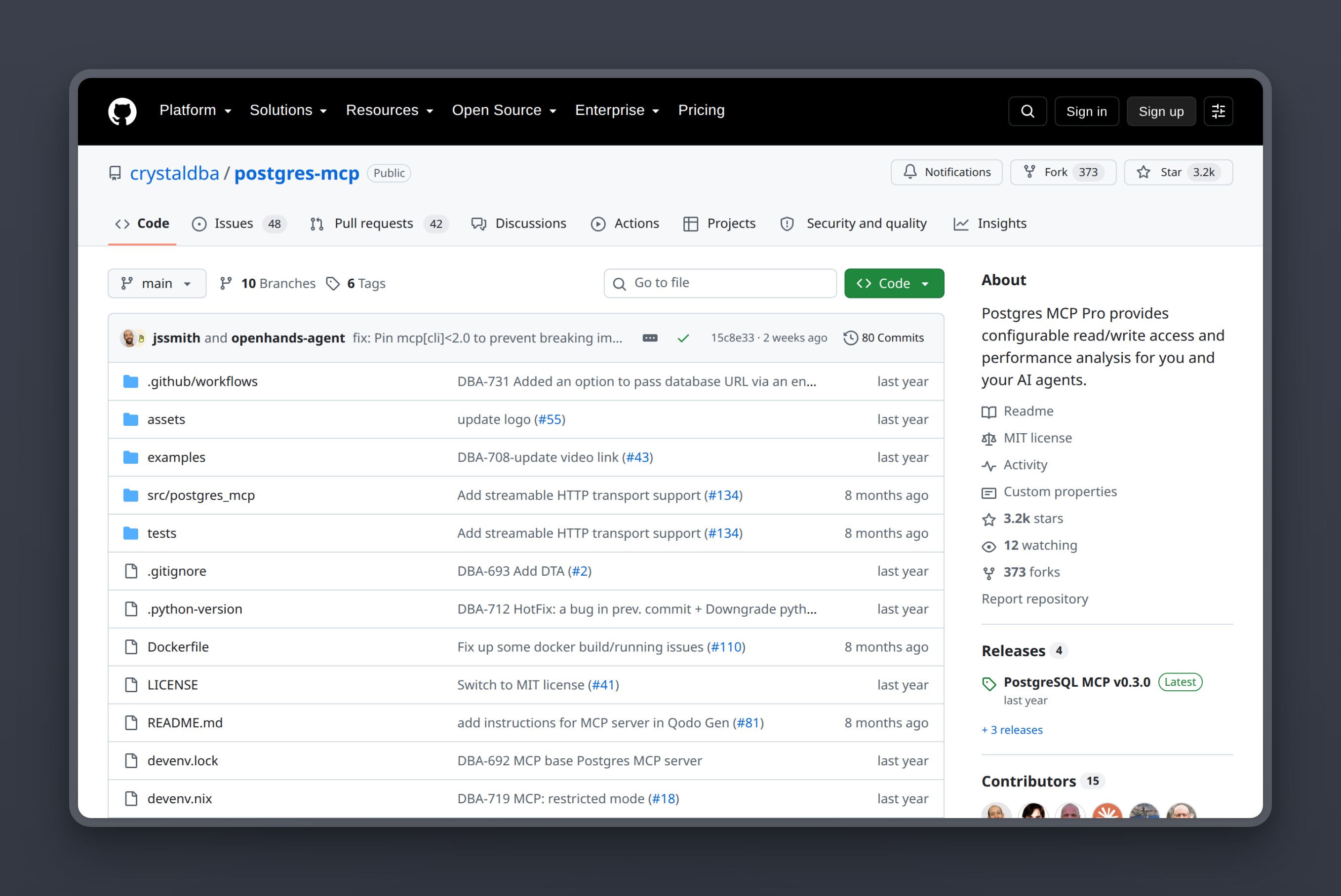 Postgres MCP Pro on GitHub: performance analysis, index tuning, and restricted mode with pglast SQL parsing